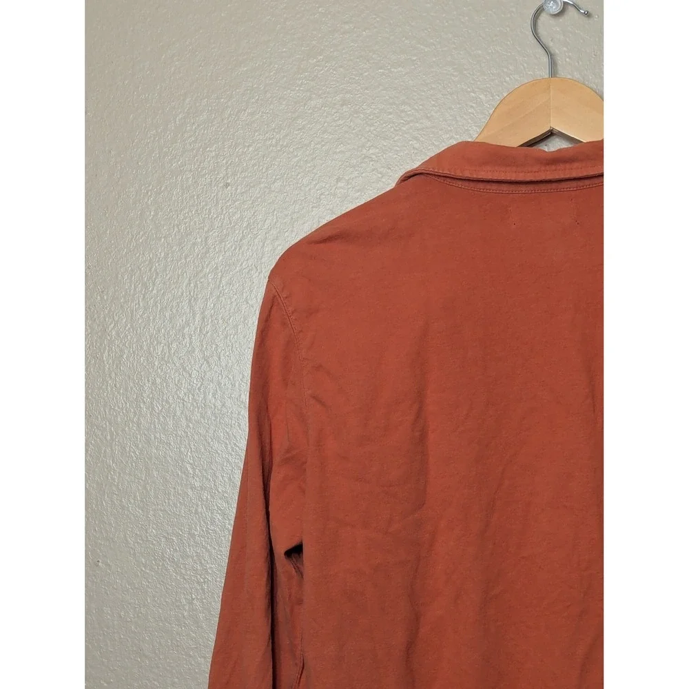 Banana Republic Polo Shirt Mens M Orange Long Sleeve‎ V-Neck Cotton Chest Pocket